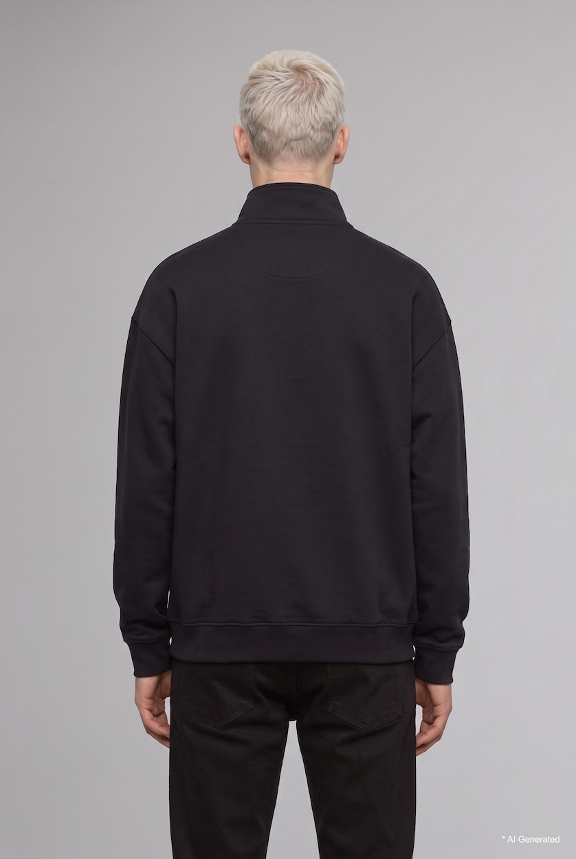 Erkek Lacivert Boxy Fıt Sweatshirt