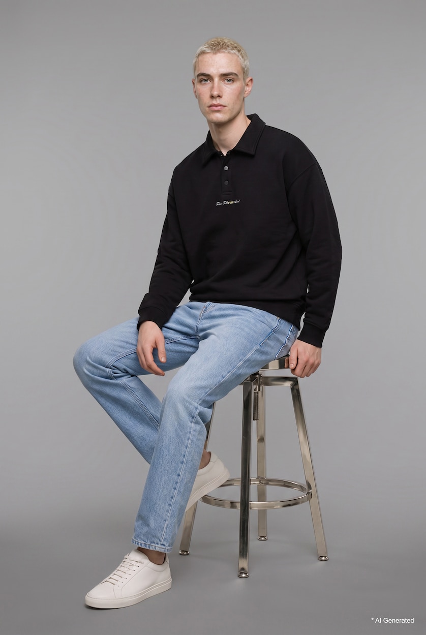 Ерлер қара Boxy Fit свитшот