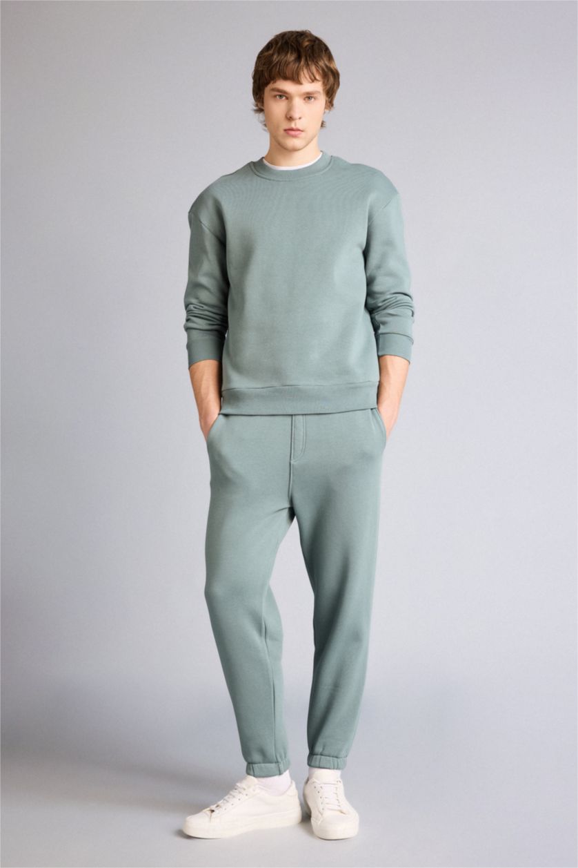 Erkek Yeşil Boxy Fıt 2'li Kalın Kumaş Takım