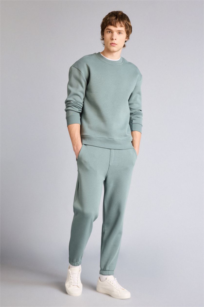 Erkek Yeşil Boxy Fıt 2'li Kalın Kumaş Takım