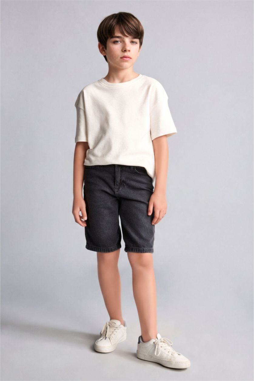 GARÇONS Gris Short en jean Coupe régulière pour garçon