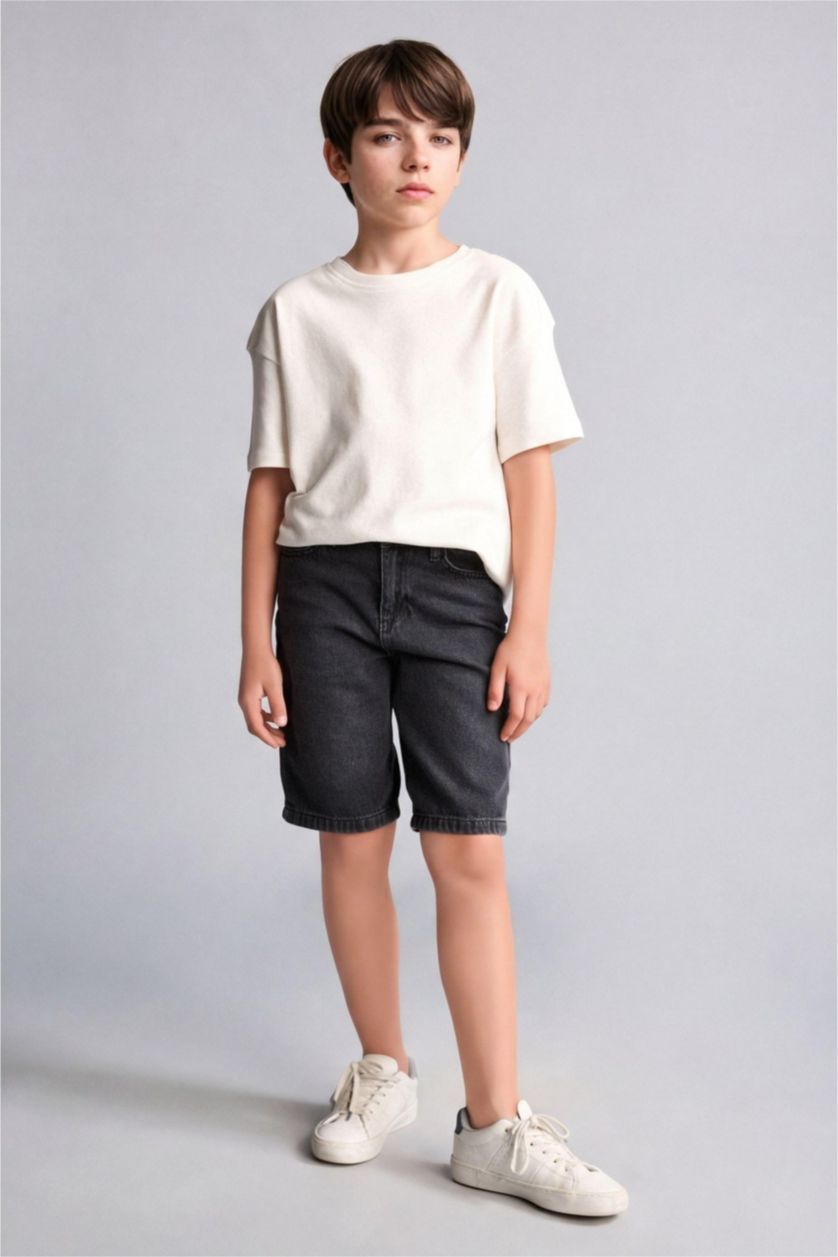 BOYS & TEENS Grey Boy Regular Fit Denim Shorts