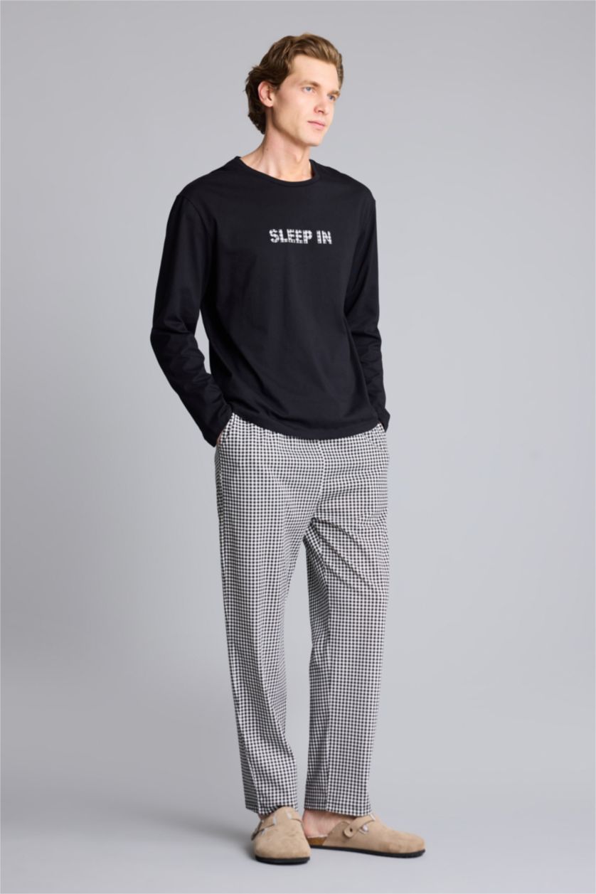 رجال أسود سيت قصة عادية ردن طويل - قطعتين