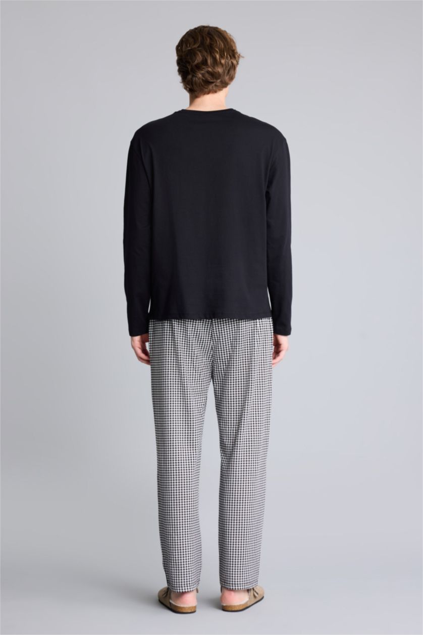 رجال أسود سيت قصة عادية ردن طويل - قطعتين