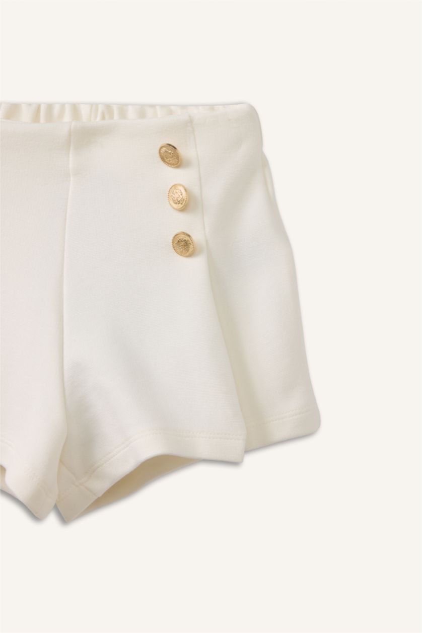 Kız Bebek Ekru Regular Fıt Şort Kız Bebek