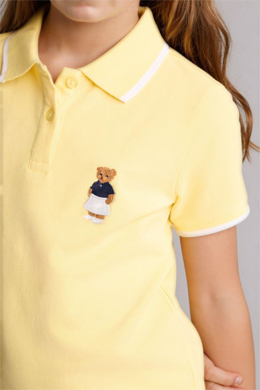 بنات أصفر فاتح فستان بناتي قطن نص ردن