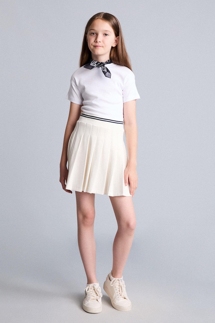 GIRLS & TEENS White Girl Pleat Knitted Skirt