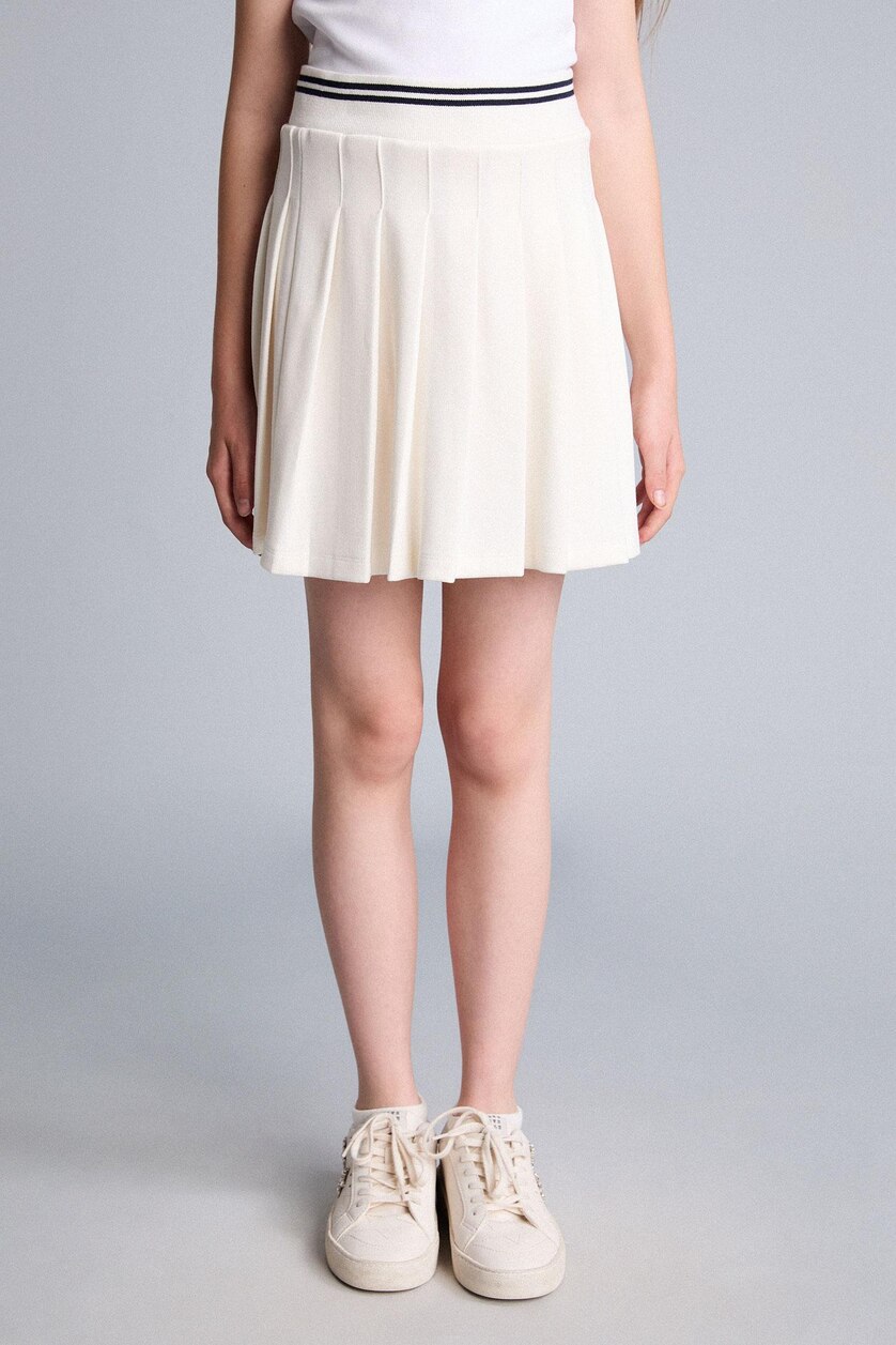 GIRLS & TEENS White Girl Pleat Knitted Skirt
