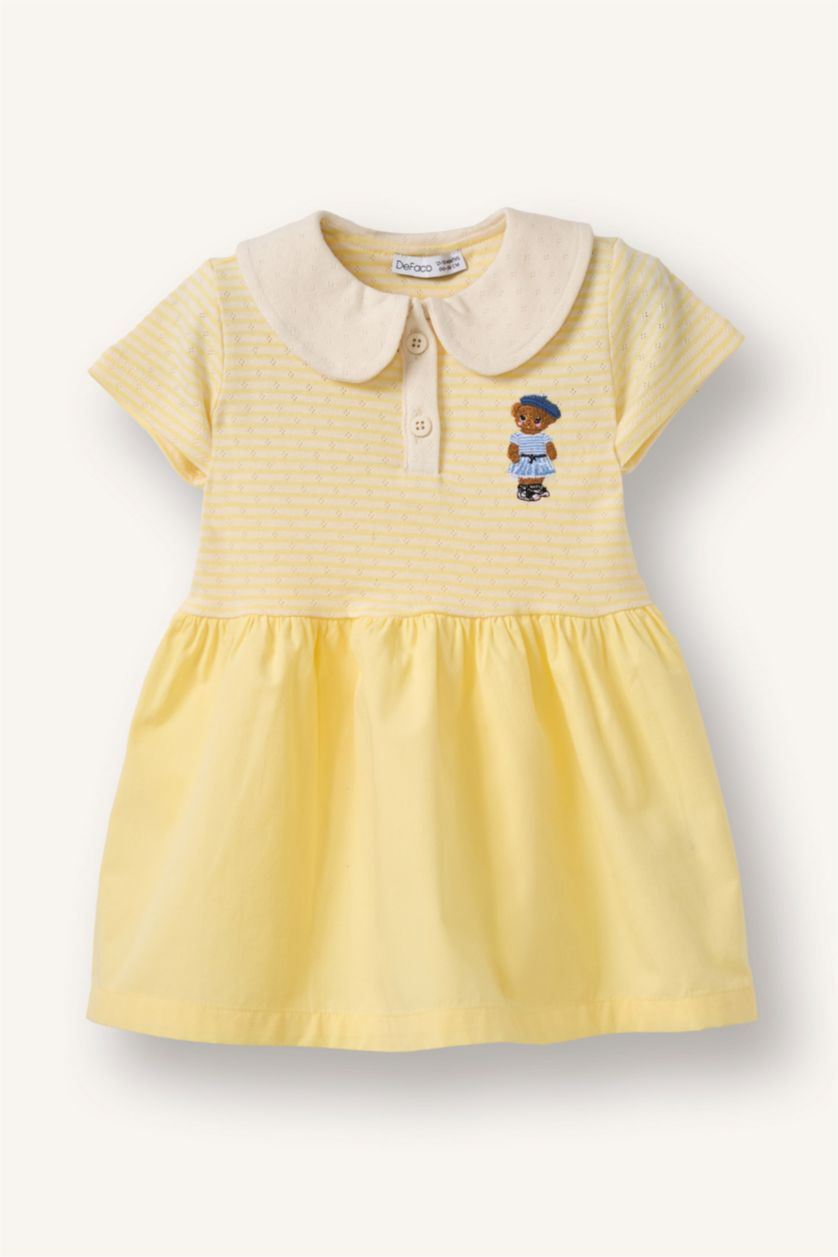 Baby Girl Light Yellow Short Sleeve Knitted Dress