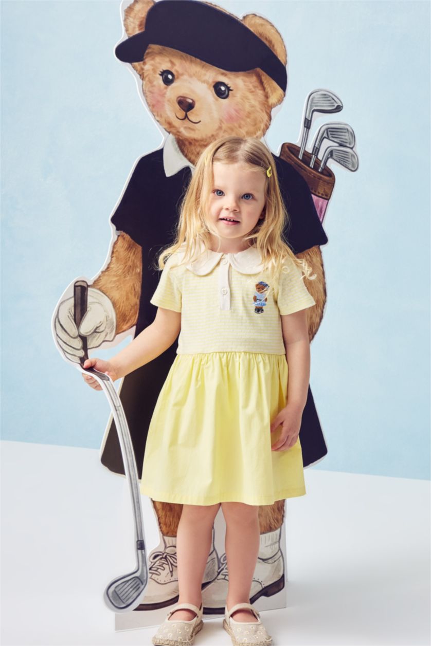 BABY GIRL Light Yellow Baby Girl Teddy Bear Dress