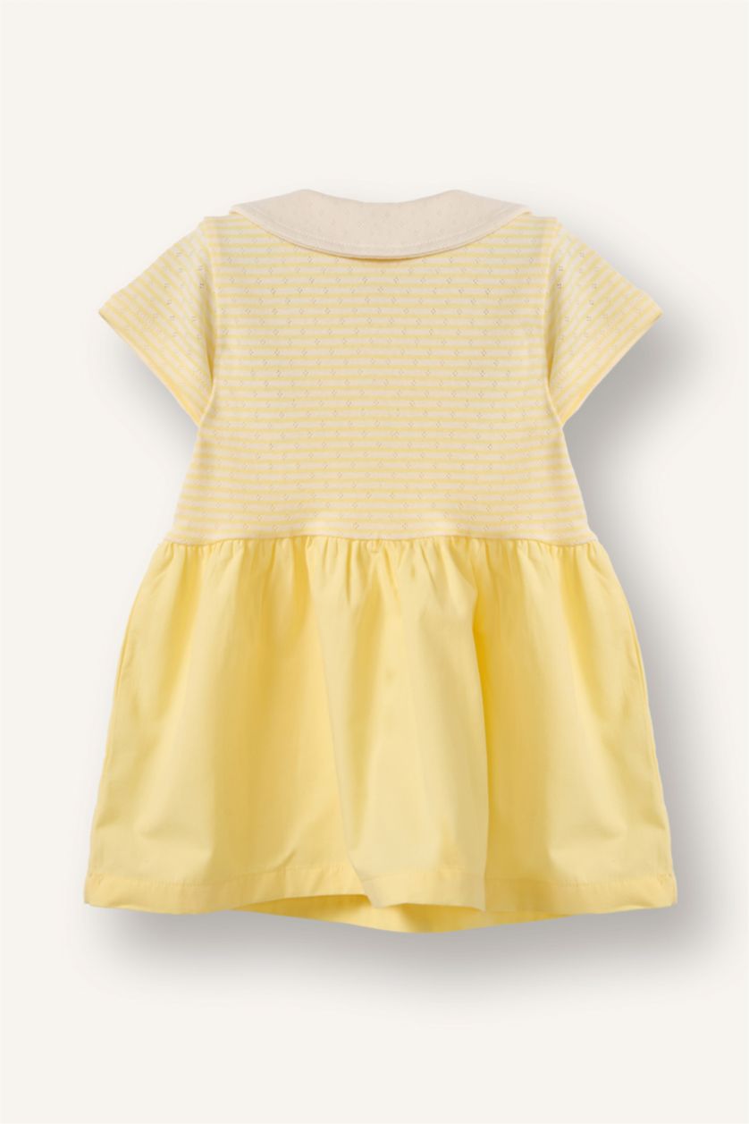 Baby Girl Light Yellow Short Sleeve Knitted Dress