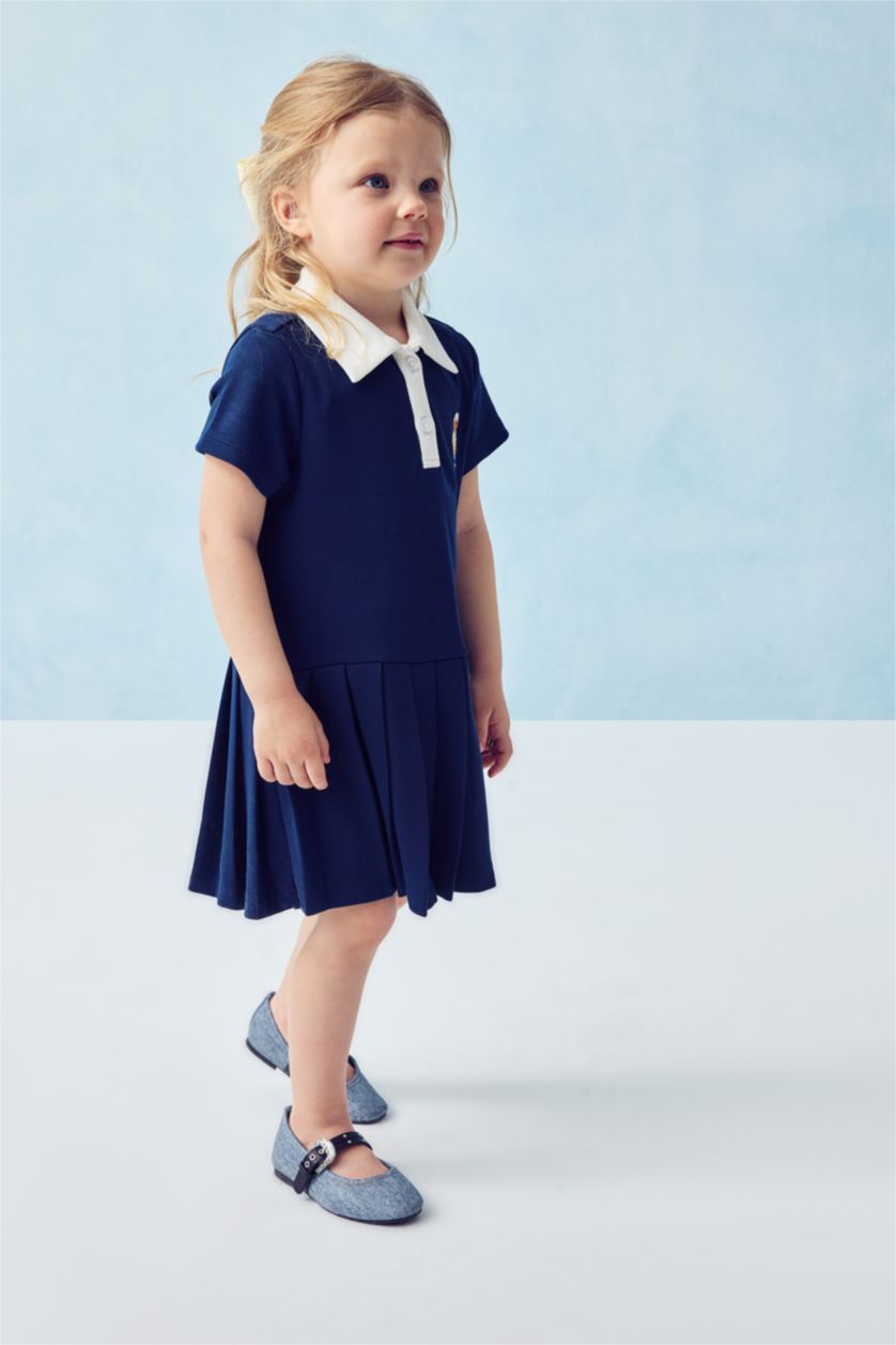 BABY GIRL NAVY Short Sleeve Knitted Dress