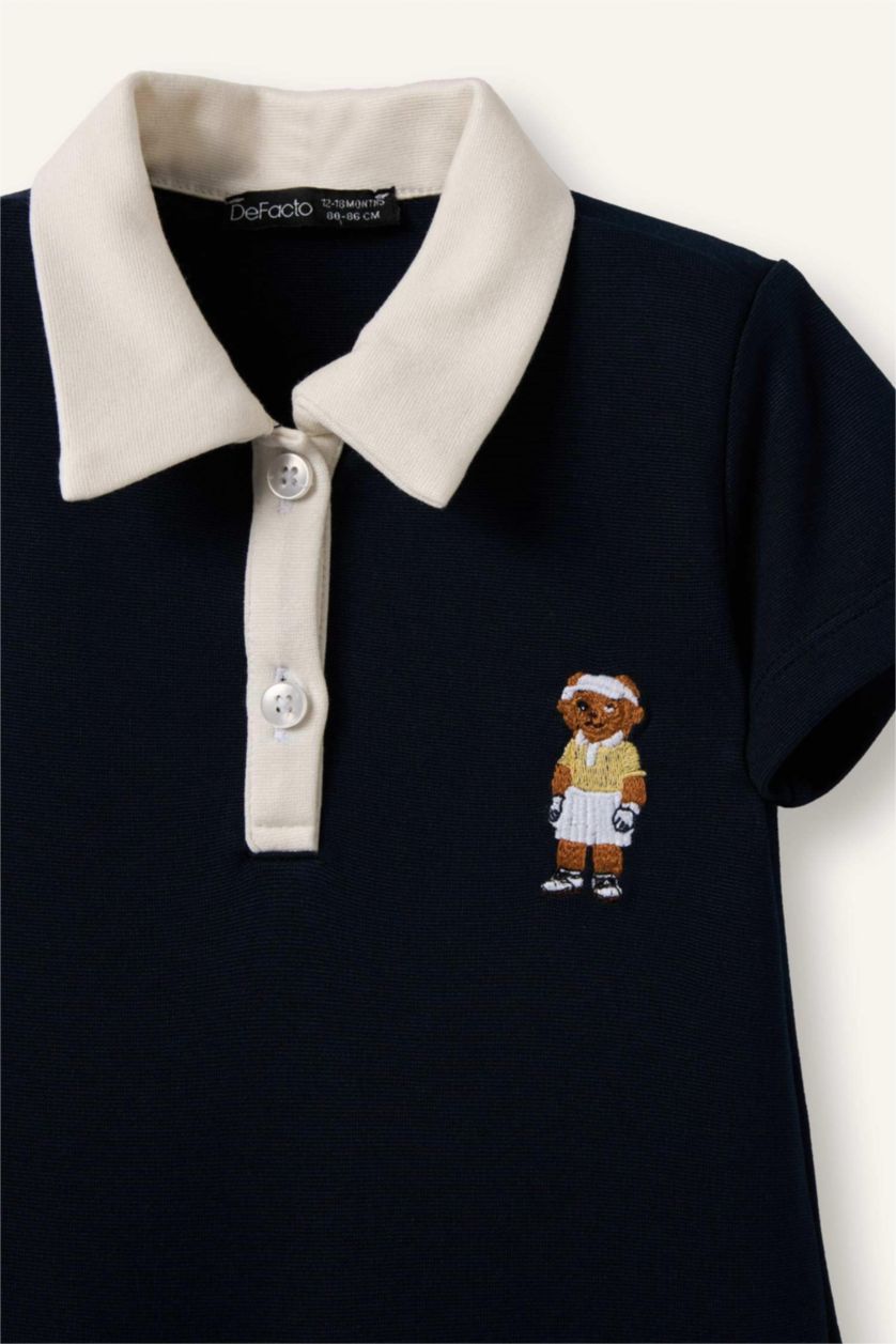 BABY GIRL NAVY Short Sleeve Knitted Dress
