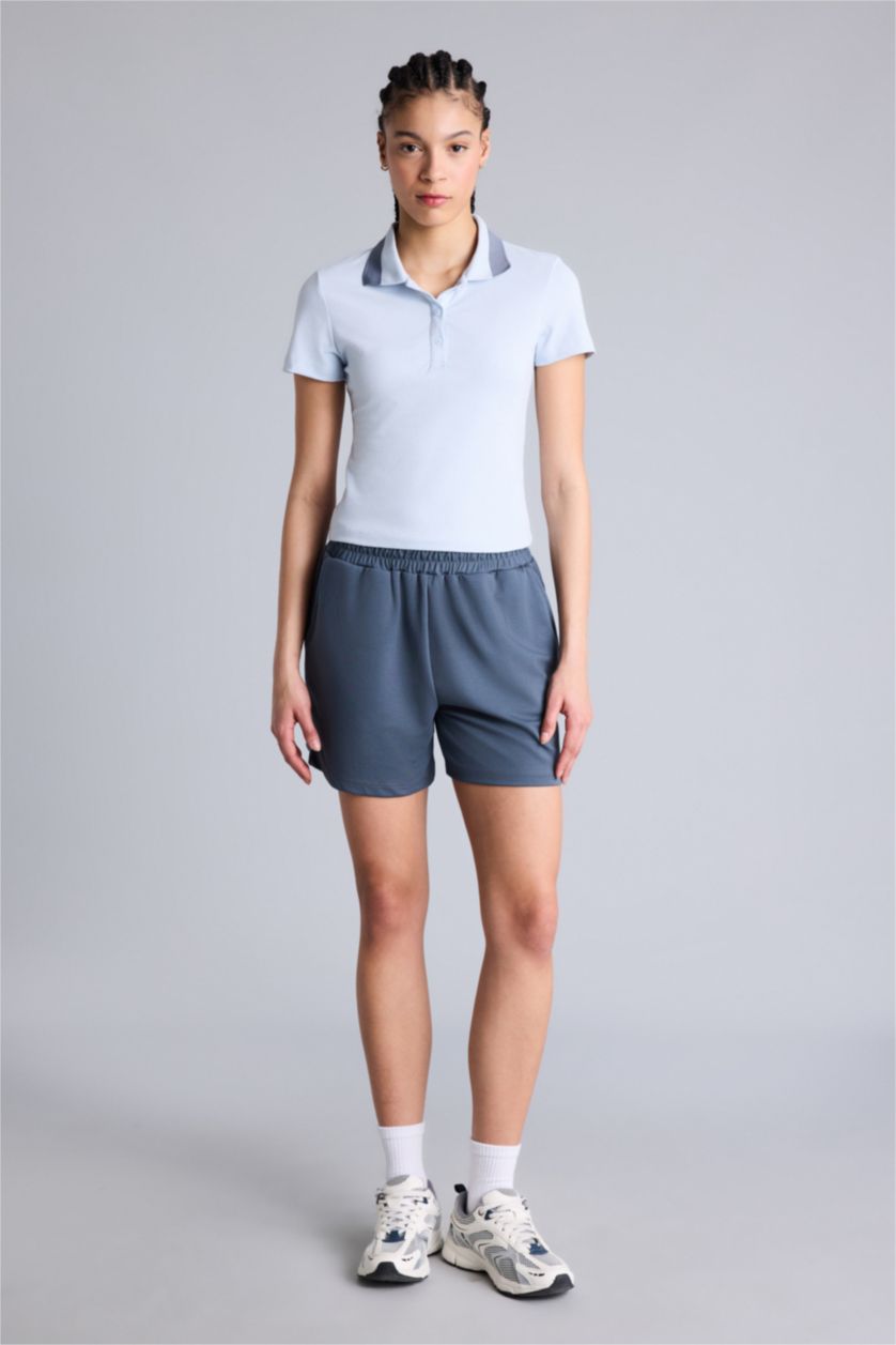 نساء أزرق فاتح تيشيرت بولو نص ردن رياضي نص ردن