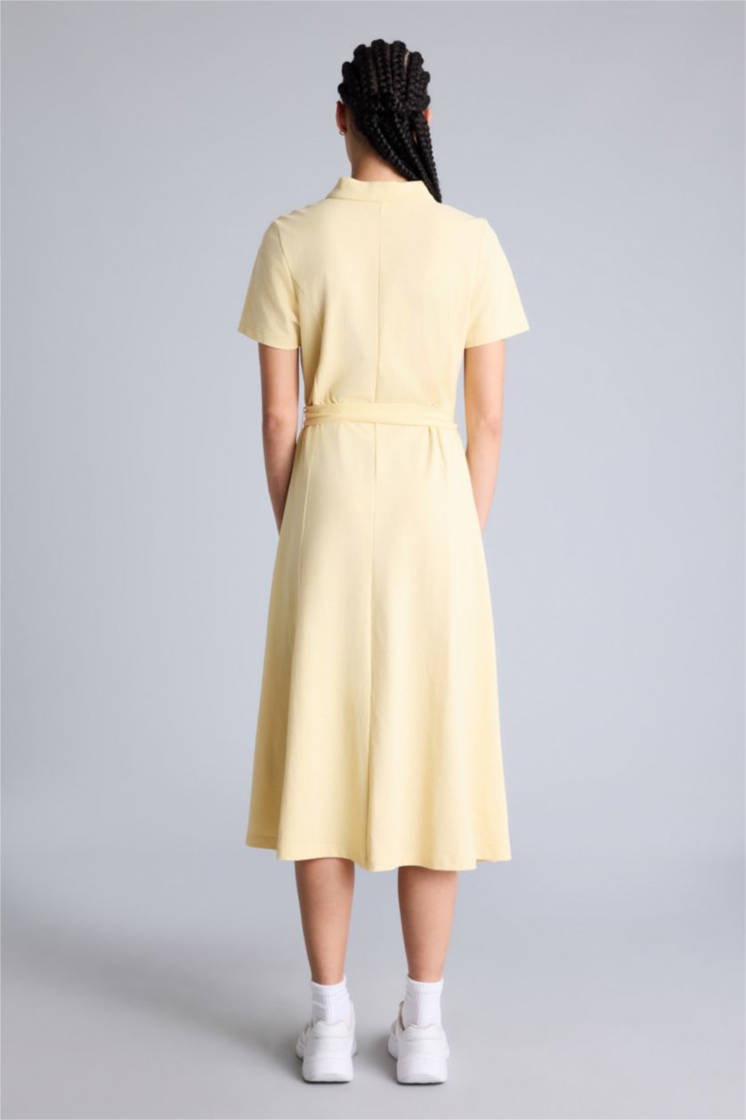Kadın Açık Sarı Standart Fıt Pike Elbise