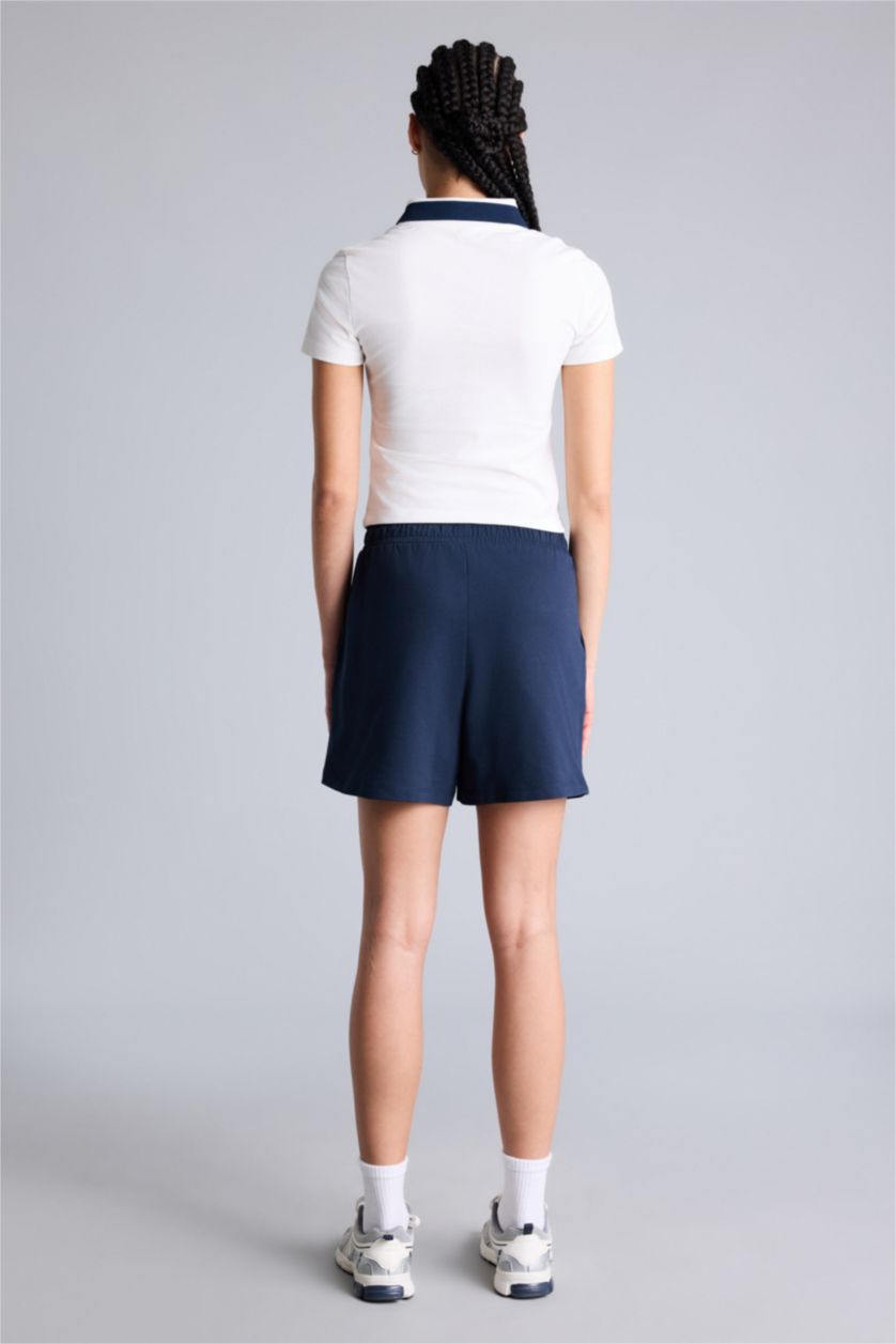 Kadın Lacivert Standart Fıt Sporcu Kısa Paça Pike Şort
