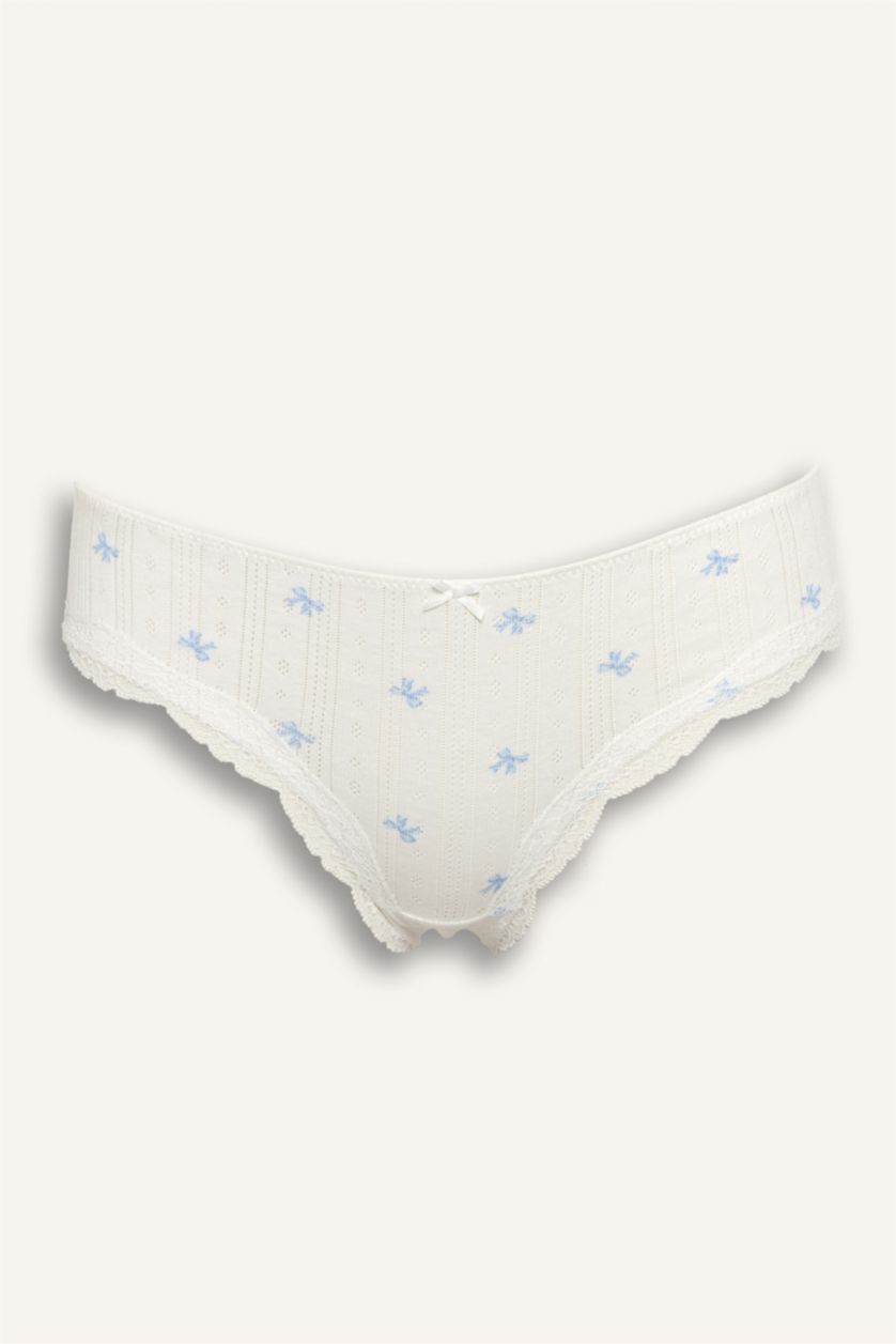 Kadın Kırık Beyaz Dantel Detaylı Brazilian Külot