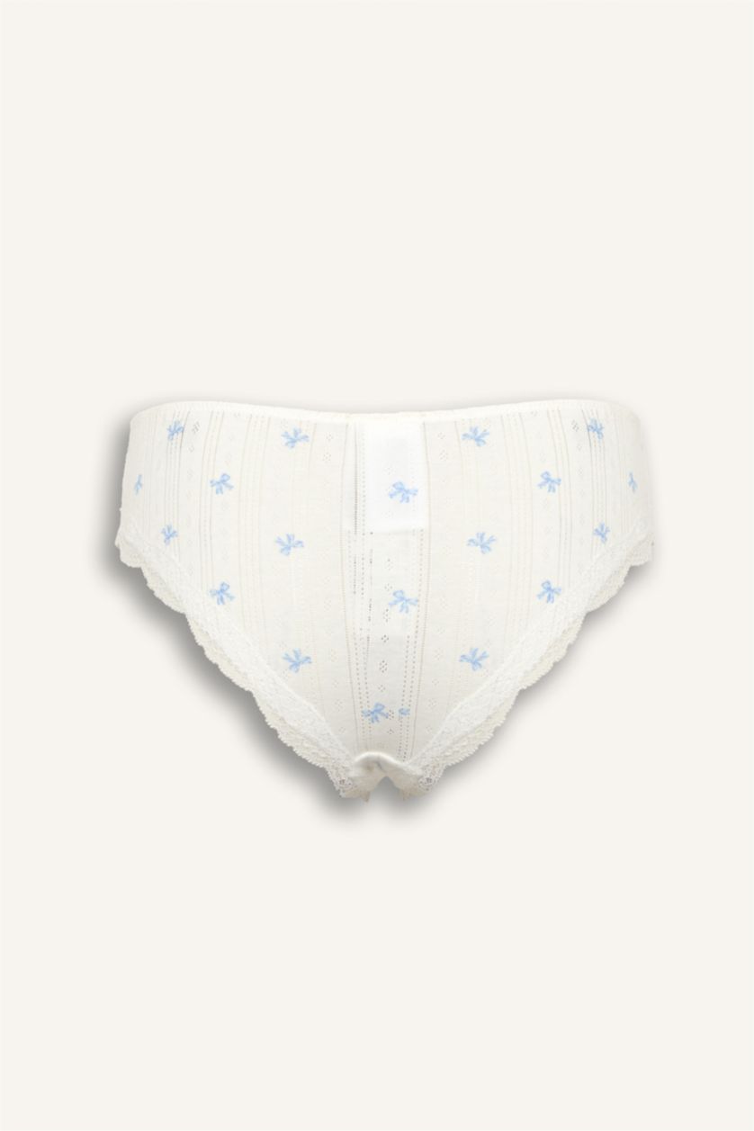 Kadın Kırık Beyaz Dantel Detaylı Brazilian Külot