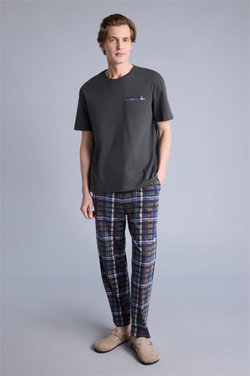 Erkek Koyu Haki Regular Fıt Kısa Kollu 2'li Takım