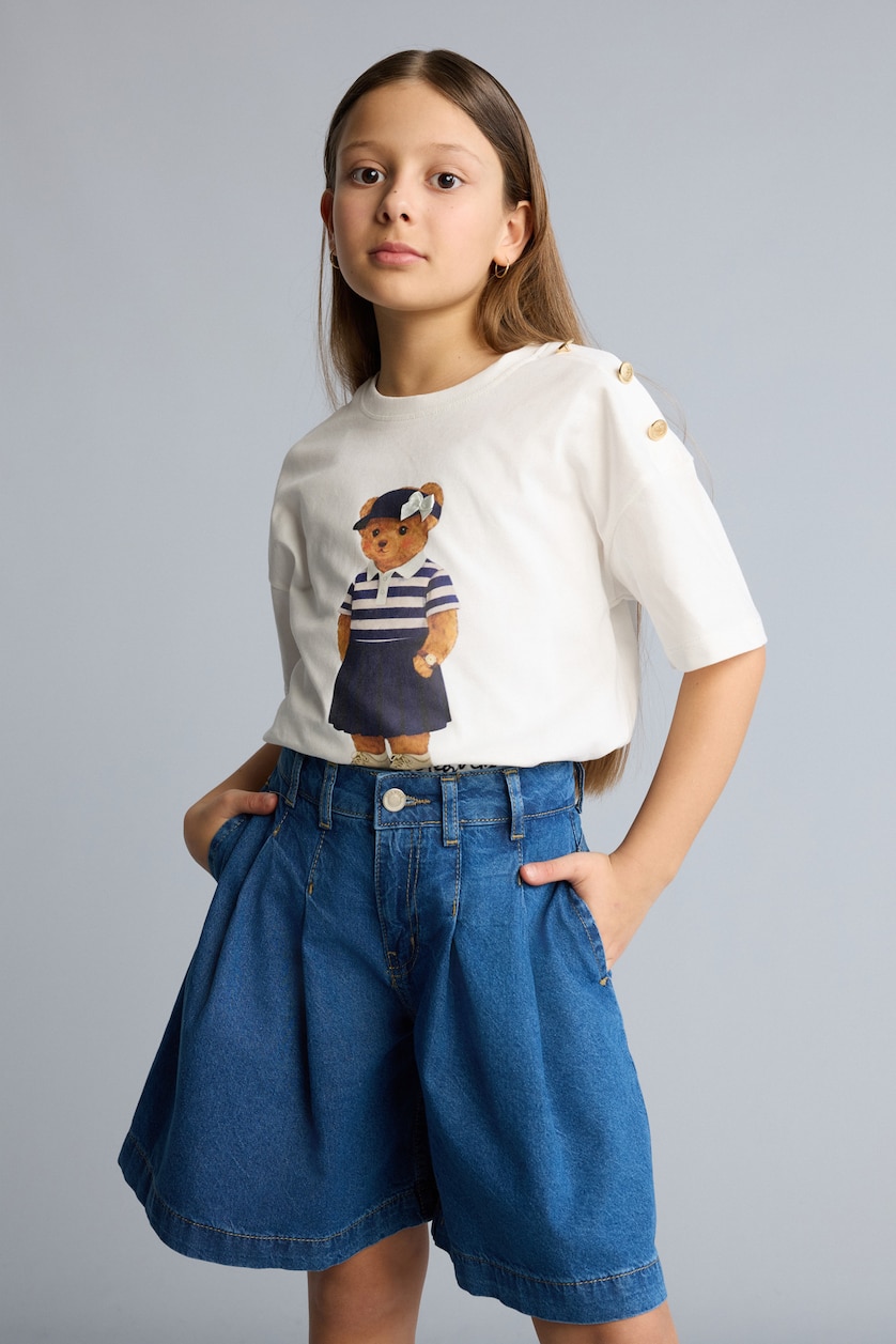 Young Girls - Teen Girls Ecru Girl Regular Fit Animal Print Short Sleeve T-Shirt