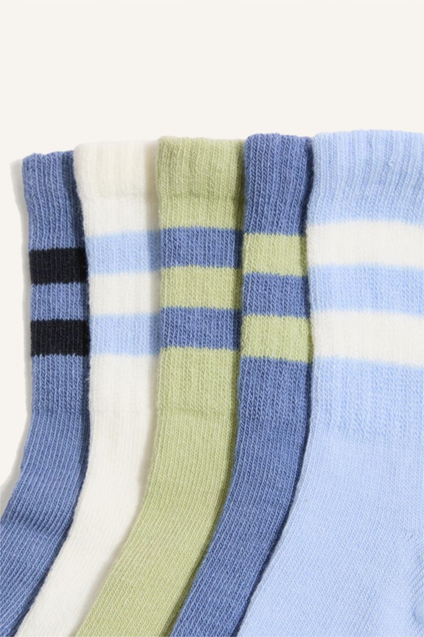 Erkek Bebek Karma Dikişsiz 5'li Pamuklu Uzun Çorap Erkek Bebek