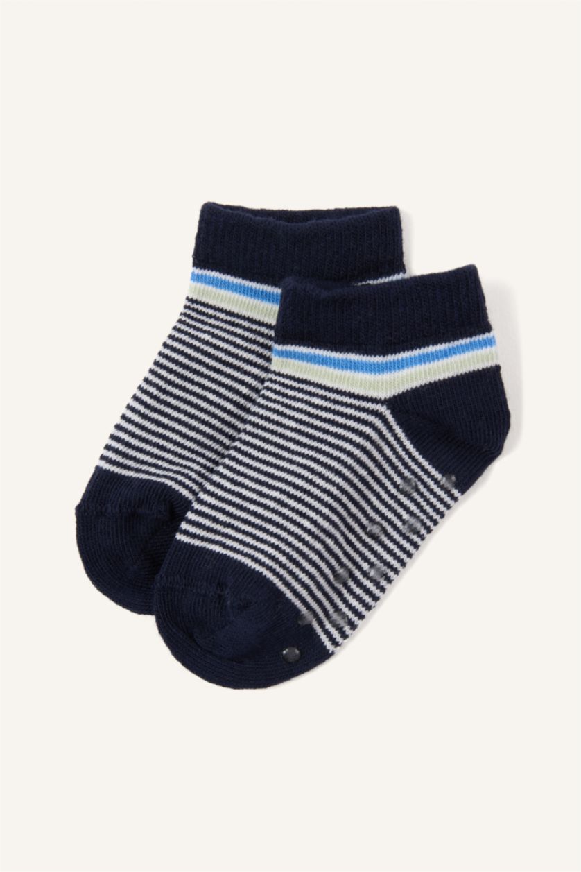 Erkek Bebek Karma Çizgili Dikişsiz 5'li Pamuklu Patik Çorap Erkek Bebek