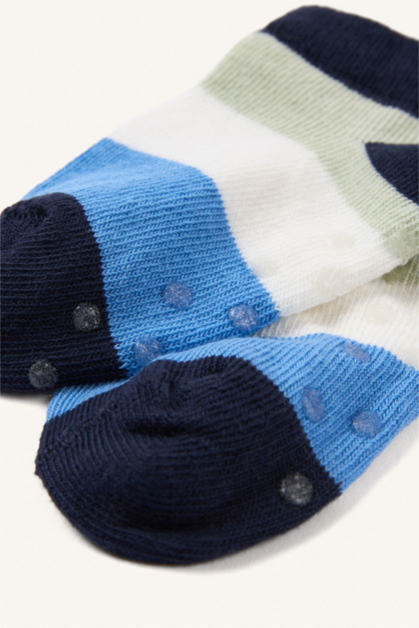 Erkek Bebek Karma Çizgili Dikişsiz 5'li Pamuklu Patik Çorap Erkek Bebek