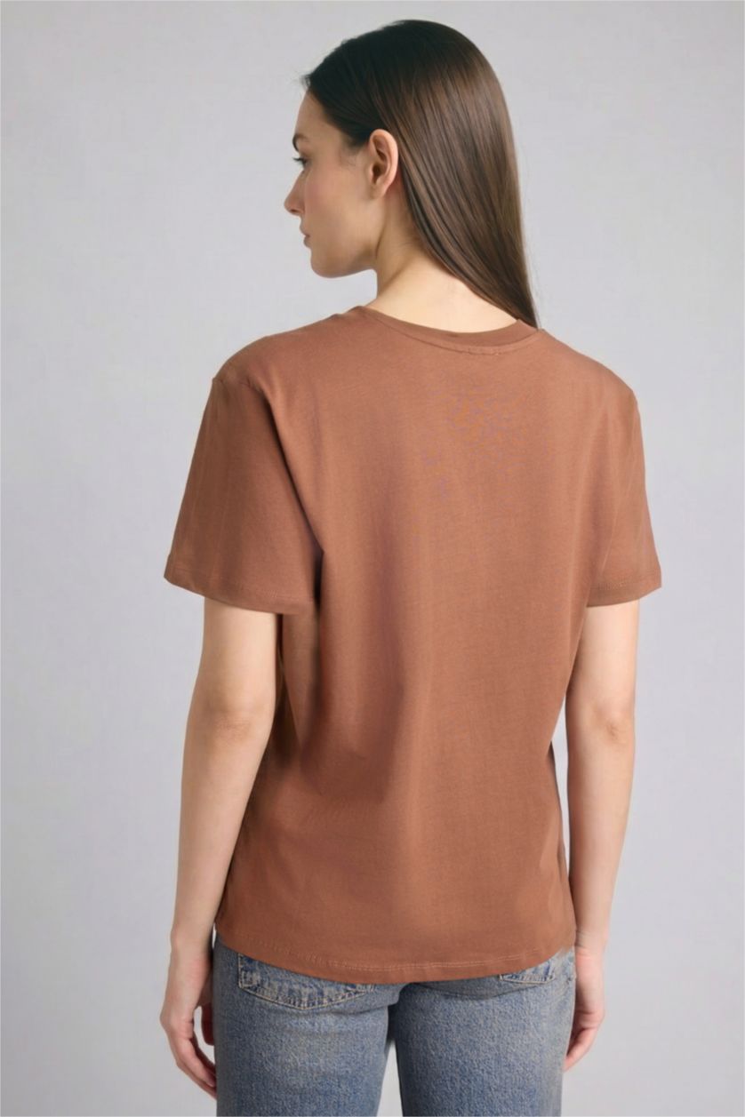 Woman Light Brown Relax Fit Short Sleeve T-Shirt
