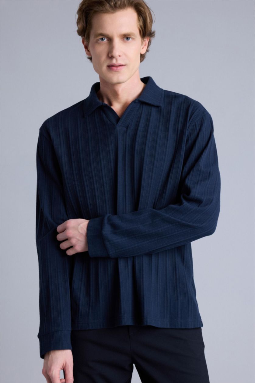 Erkek Lacivert Regular Fıt Sweatshirt