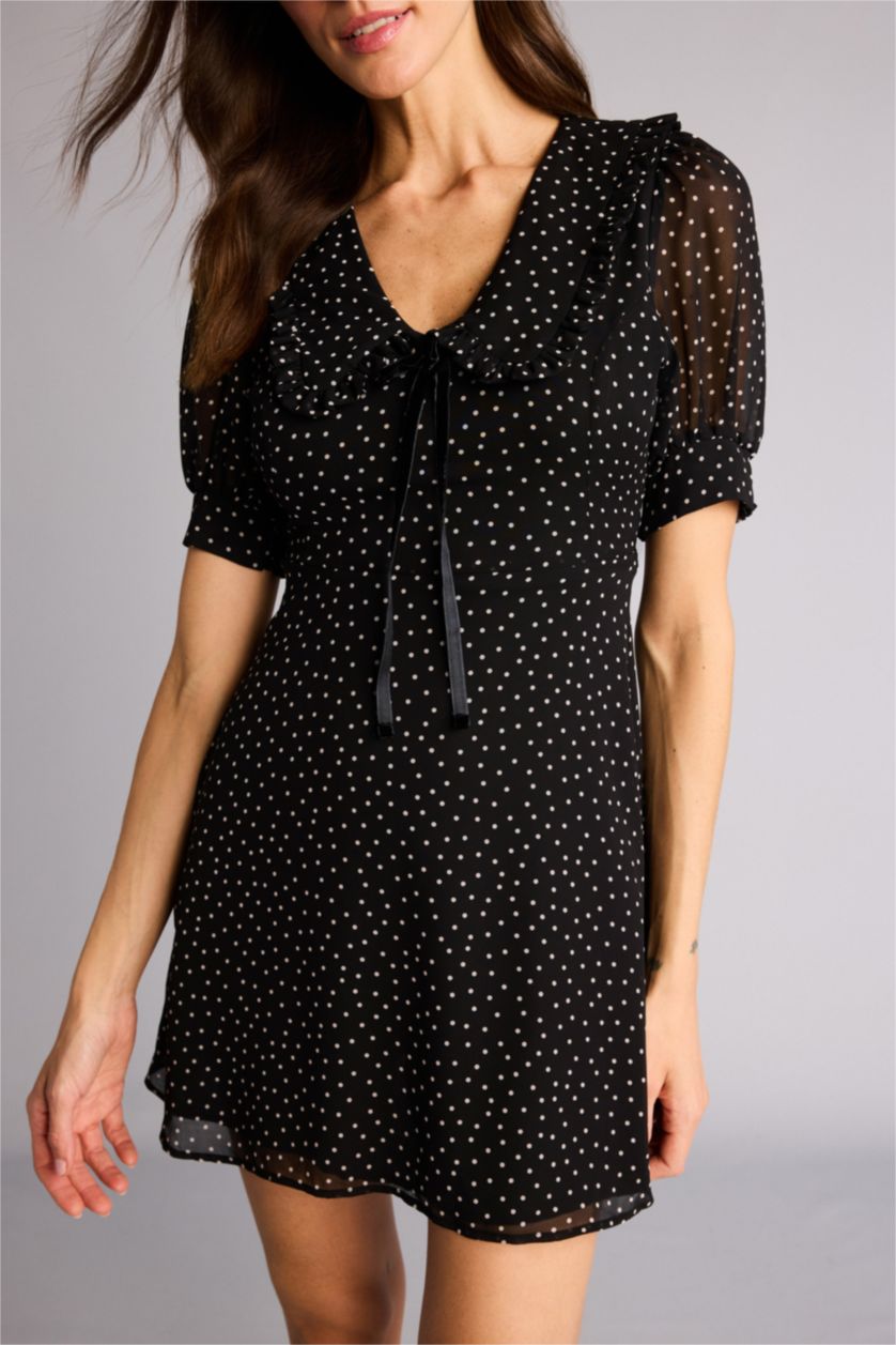 Kadın Siyah Şifon Mini Elbise