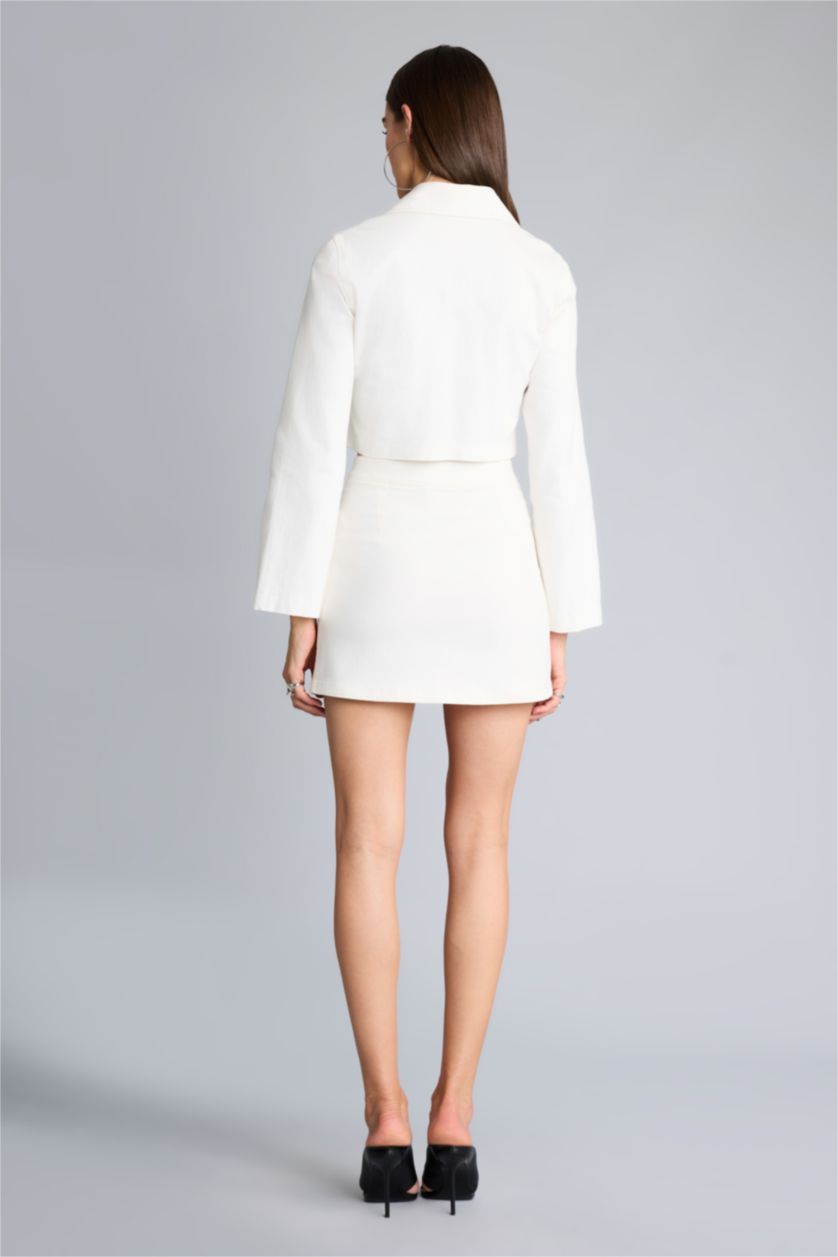 Women Ecru Afra x Defacto A-Line Normal Waist Mini Skirt