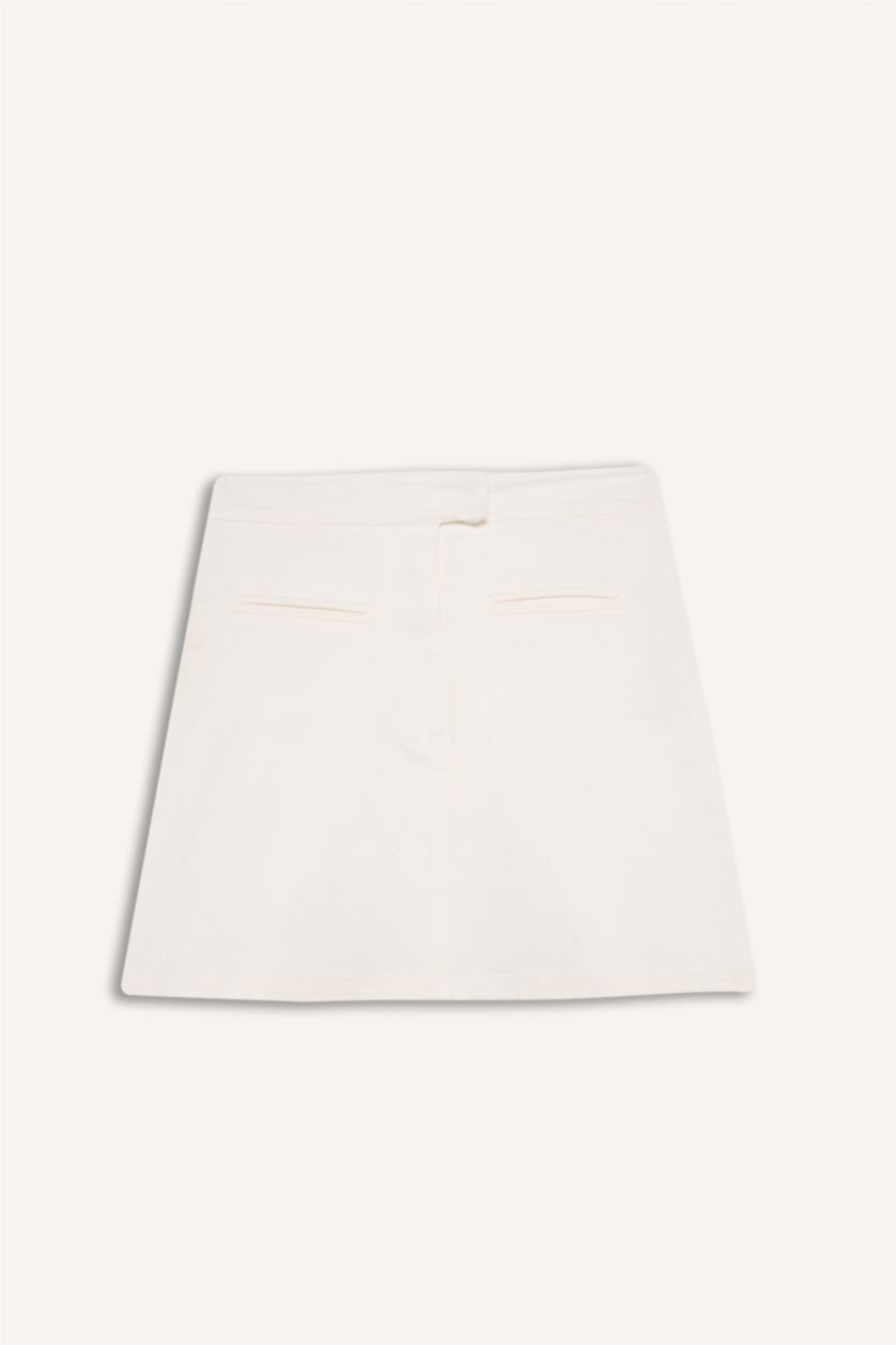 Women Ecru Afra x Defacto A-Line Normal Waist Mini Skirt