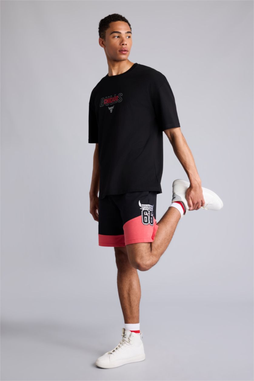 HOMME Noir T-shirt NBA Chicago Bulls oversize à manches courtes