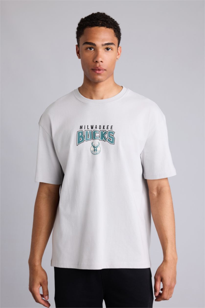 Erkek Açık Gri Overshirt NBA Fit Tişört