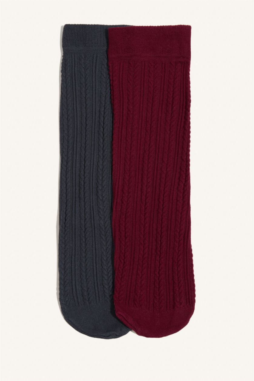 Kadın Bordo Kadın 2'li Uzun Çorap