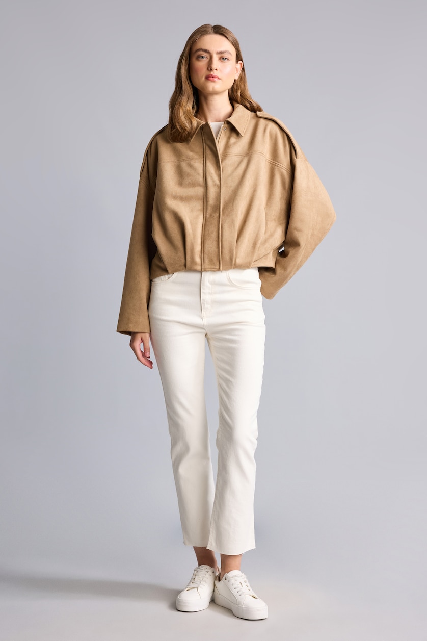 Women Beige Puffer Jacket