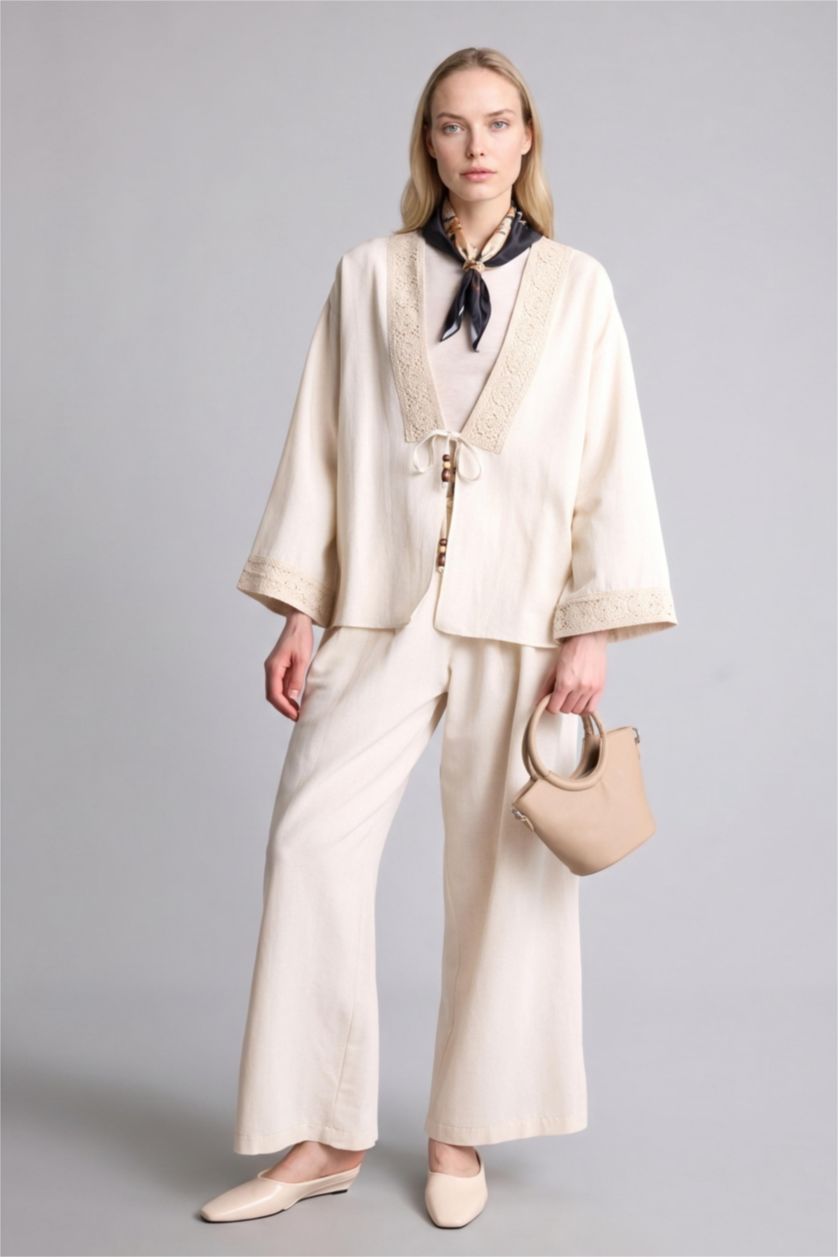 WOMAN Stone Relax Fit Linen Blended Long Sleeve Shirt