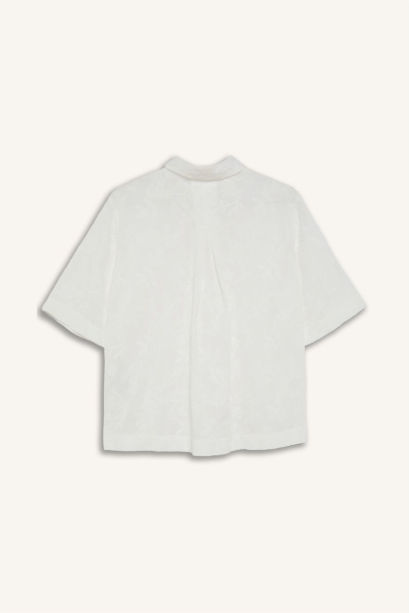 Woman White Regular Fit Embroidered White Shirt
