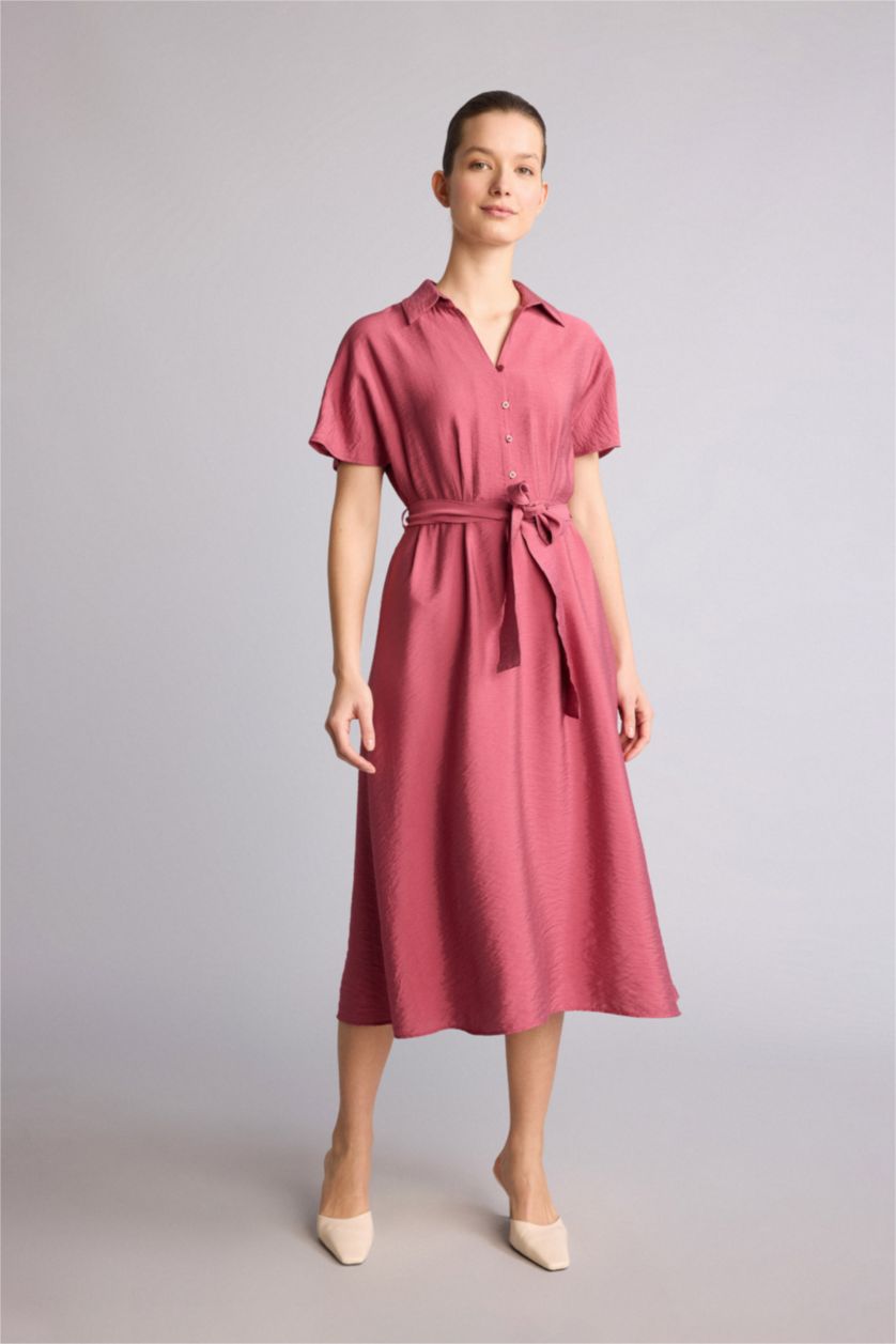 Kadın Bordo A Kesim Yarasa kollu Midi Elbise