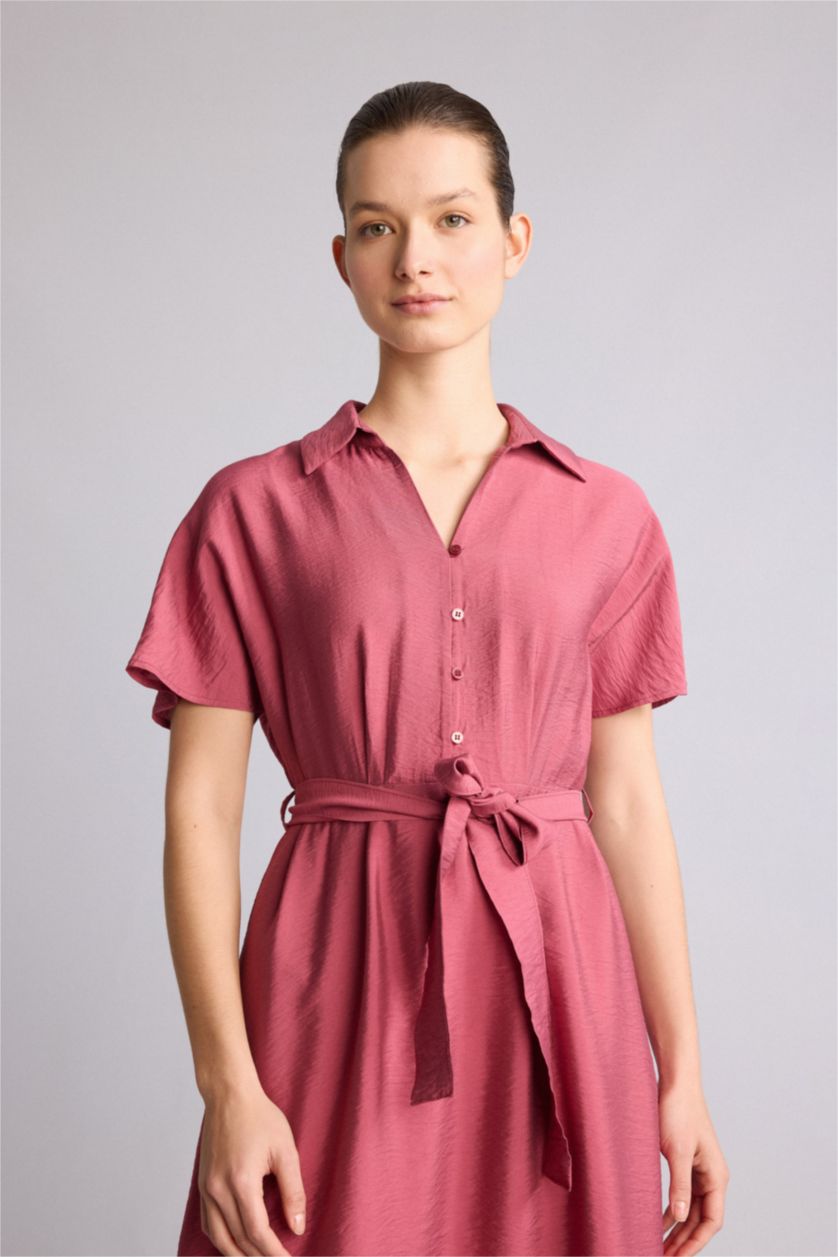 Kadın Bordo A Kesim Yarasa kollu Midi Elbise