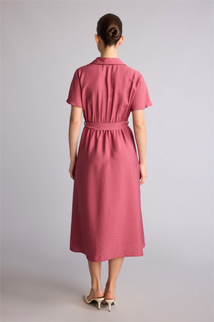 Kadın Bordo A Kesim Yarasa kollu Midi Elbise