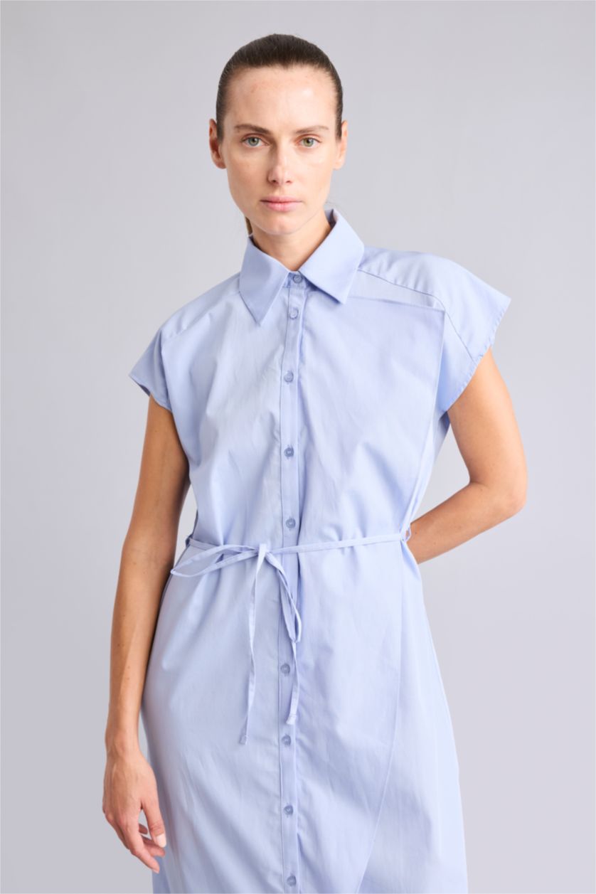 Women Blue Poplin Dress