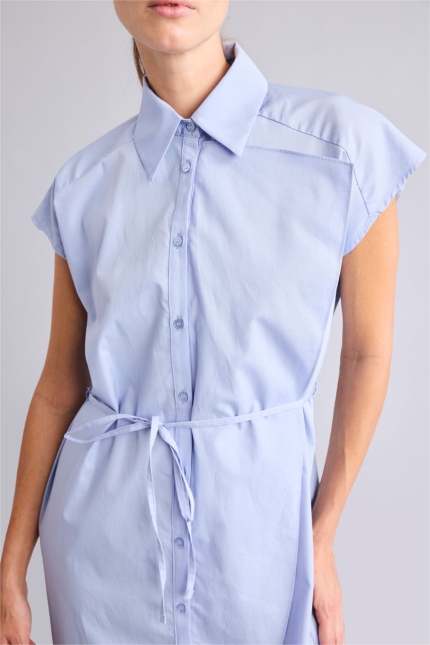 Women Blue Poplin Dress