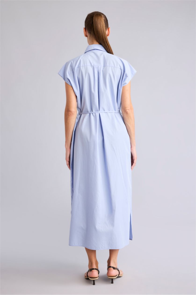 Women Blue Poplin Dress