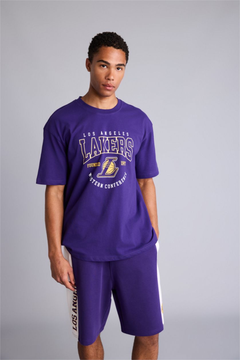 MAN Dark Purple NBA Los Angeles Lakers Overshirt Fit T-Shirt