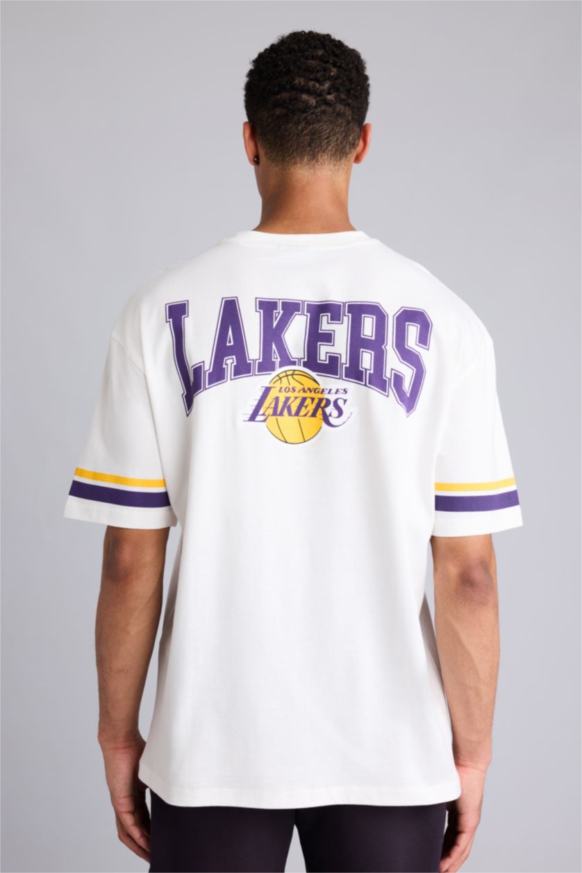 Erkek Ekru Oversize NBA Tişört