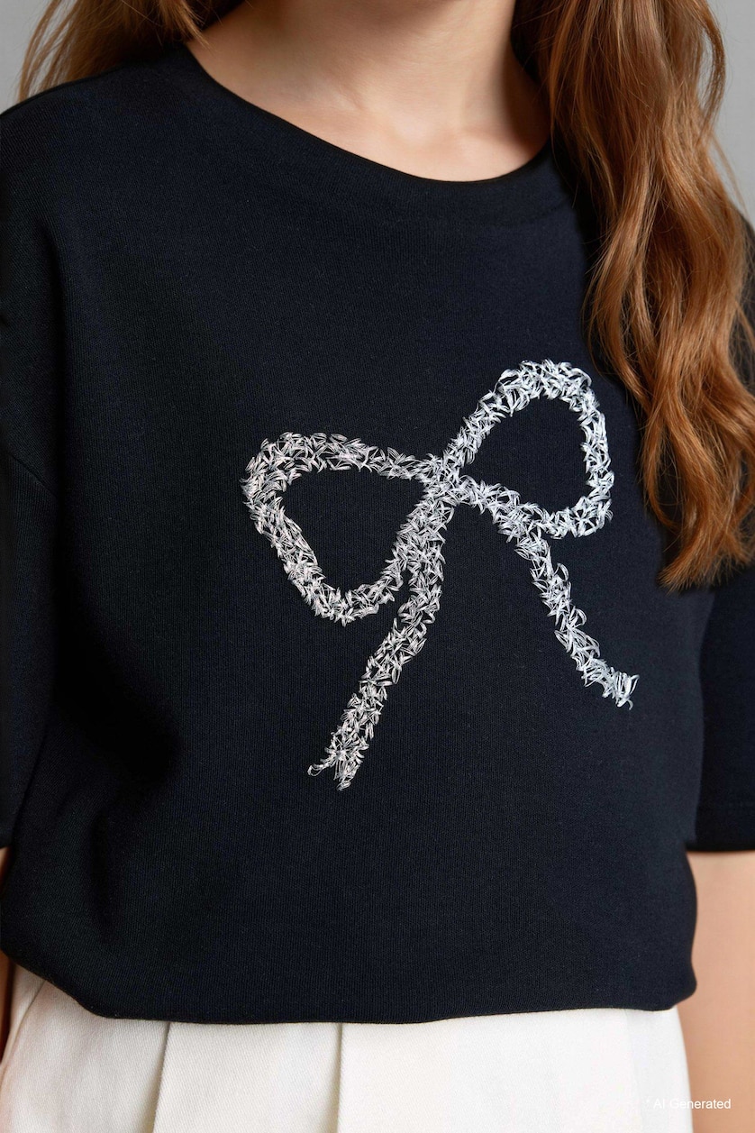 Young Girls - Teen Girls Black Regular Fit Short Sleeve T-Shirt
