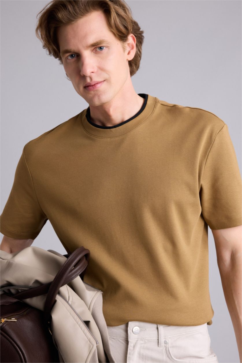 Erkek Camel Kısa Kollu Tişört
