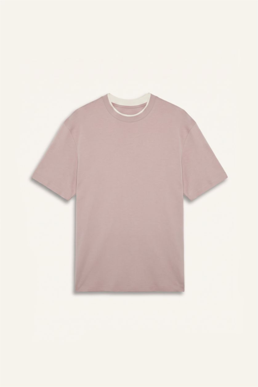 Men Rose 100% Cotton Regular Fit Crew Neck T-Shirt