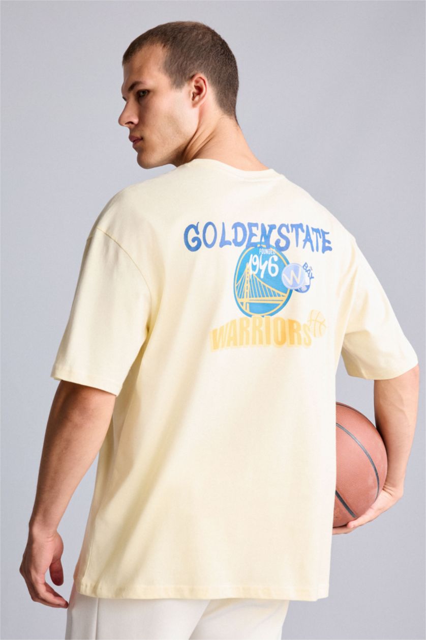 Men Yellow NBA Golden State Warriors Licensed Oversize Yellow T-Shirt